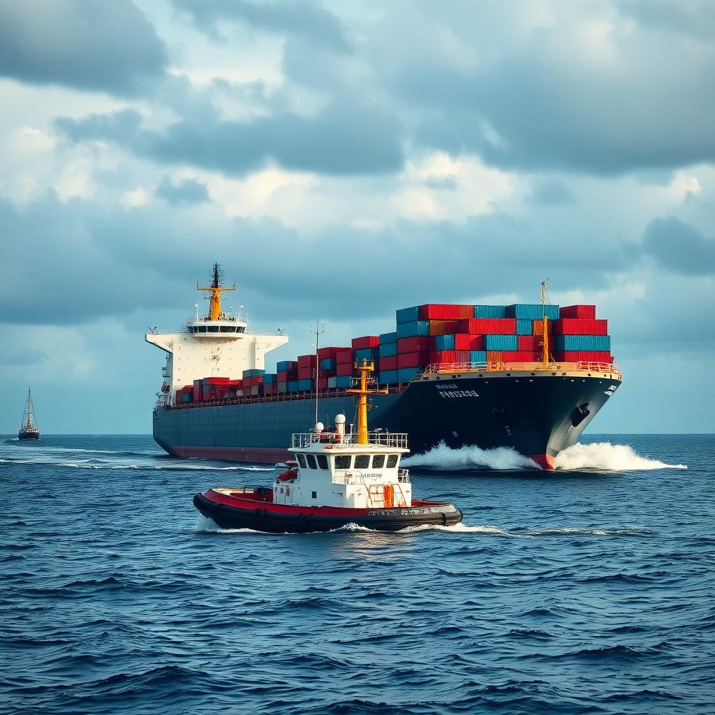 Long-range tug towing operation